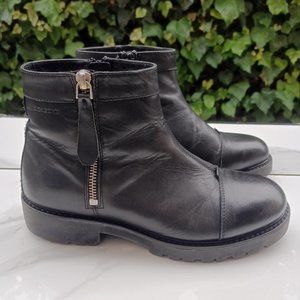 Vagabond Kenova Moto Zip Up Leather Ankle Boots Womens Size 38 Black